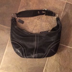 Coach black leather shoulder hobo bag